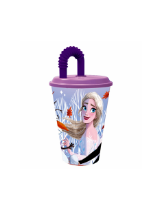 BICCHIERE 430ML FROZEN CON COPERCHIO E CANNUCCIA, PER BAMBINI