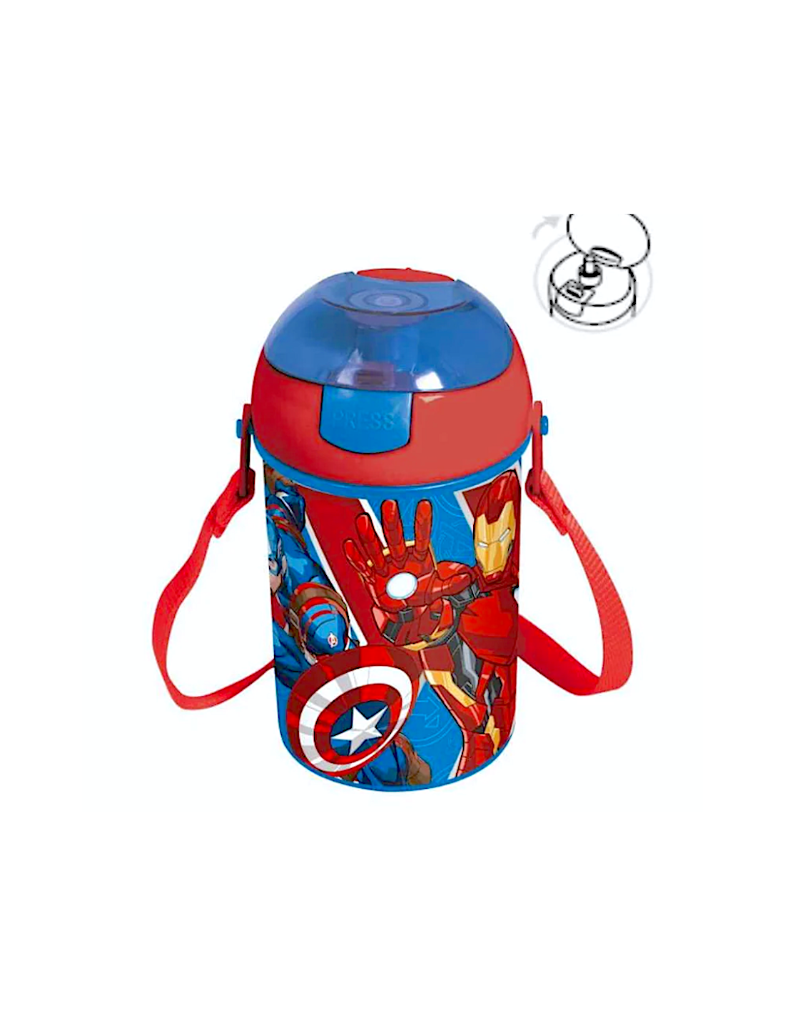 BORRACCIA POP-UP 450ML CON TRACOLLA, AVENGERS, PER BAMBINI
