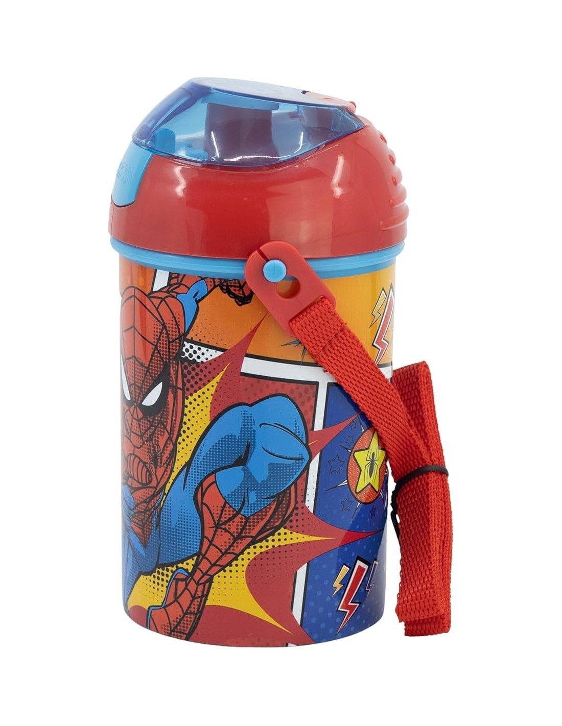 BORRACCIA POP-UP 450ML SPIDERMAN IN PP CON TRACOLLA, PER BAMBINI