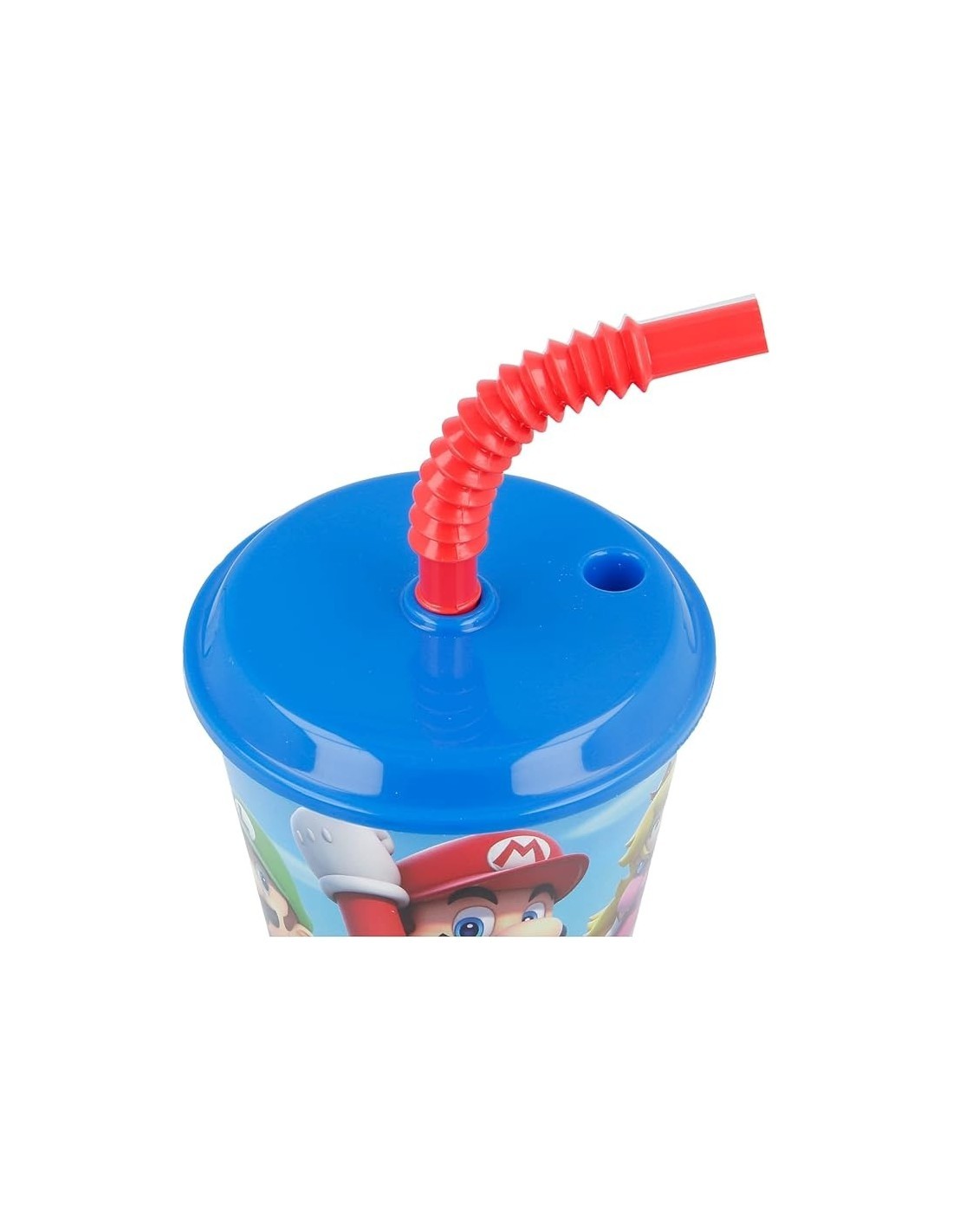 BICCHIERE 430ML IN PLASTICA RIUTILIZZABILE SUPERMARIO CON CANNUCCIA, PER BAMBINI