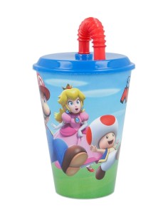 BICCHIERE 430ML IN PLASTICA RIUTILIZZABILE SUPERMARIO CON CANNUCCIA, PER BAMBINI 2