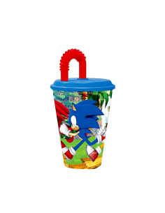 BICCHIERE 430ML SONIC IN PLASTICA CON CANNUCCIA E COPERCHIO, PER BAMBINI
