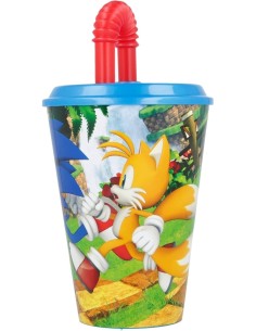 BICCHIERE 430ML SONIC IN PLASTICA CON CANNUCCIA E COPERCHIO, PER BAMBINI