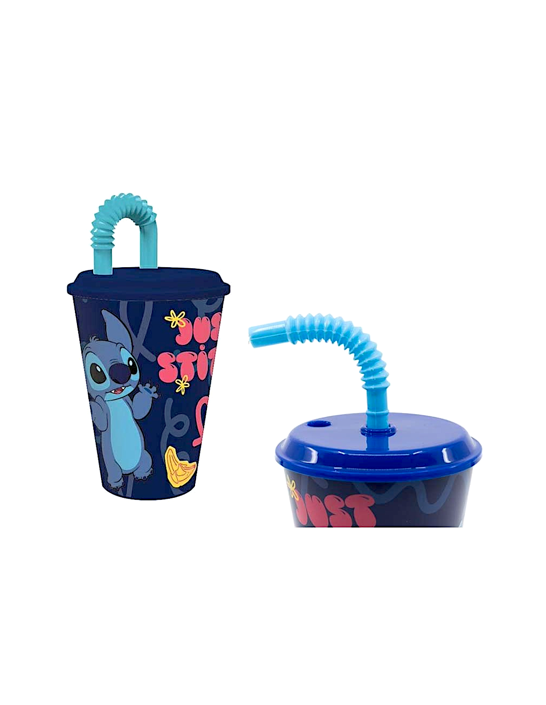 Bicchiere Disney Stitch 430 ml in Plastica BPA‑Free con Cannuccia Integrata – Ideale per Bambini