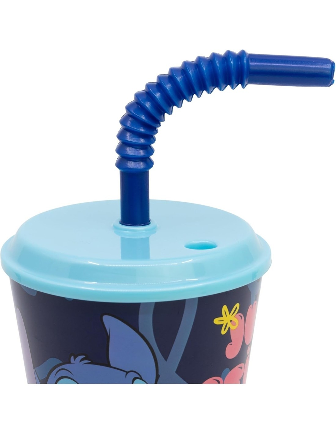 Bicchiere Disney Stitch 430 ml in Plastica BPA‑Free con Cannuccia Integrata – Ideale per Bambini
