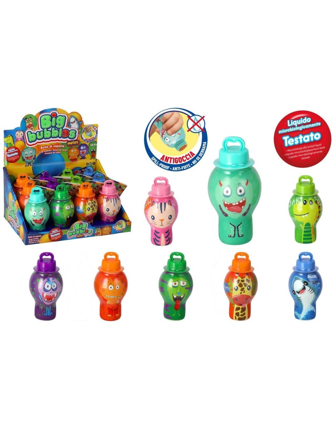 BOLLE DI SAPONE 42934 ANIMALI 30ML ASSORTITO, TAPPO ANTIGOCCIA