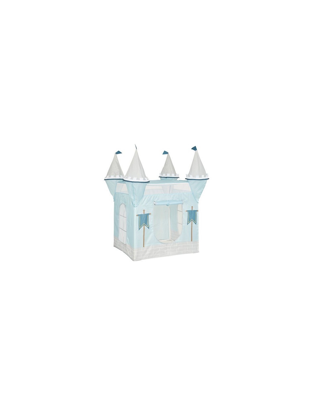 Tenda castello bambini, blu, L. 130 cm, P. 78 cm, H. 78 cm, leggera, con porta avvolgibile