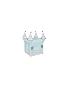 Tenda castello bambini, blu, L. 130 cm, P. 78 cm, H. 78 cm, leggera, con porta avvolgibile