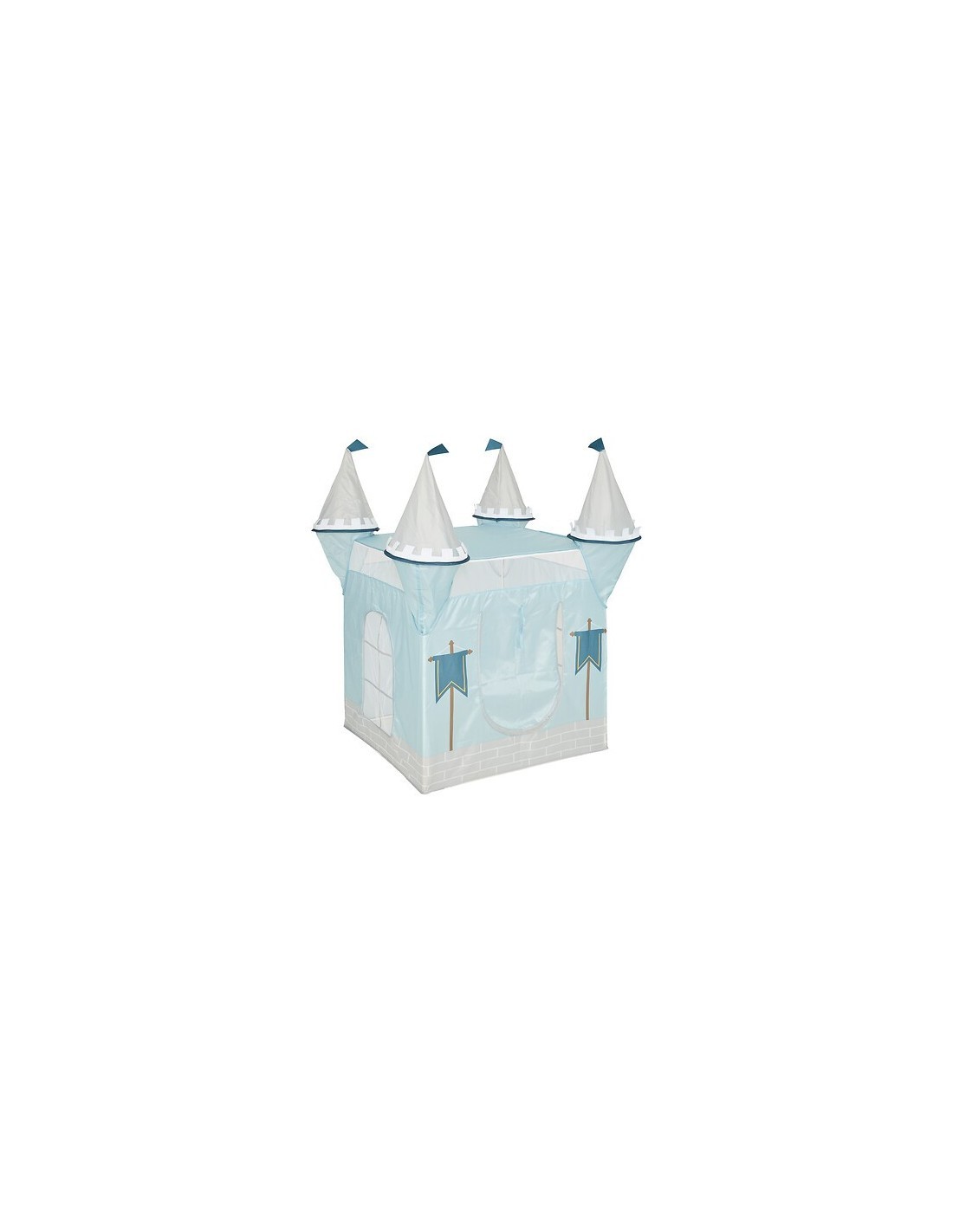 Tenda castello bambini, blu, L. 130 cm, P. 78 cm, H. 78 cm, leggera, con porta avvolgibile