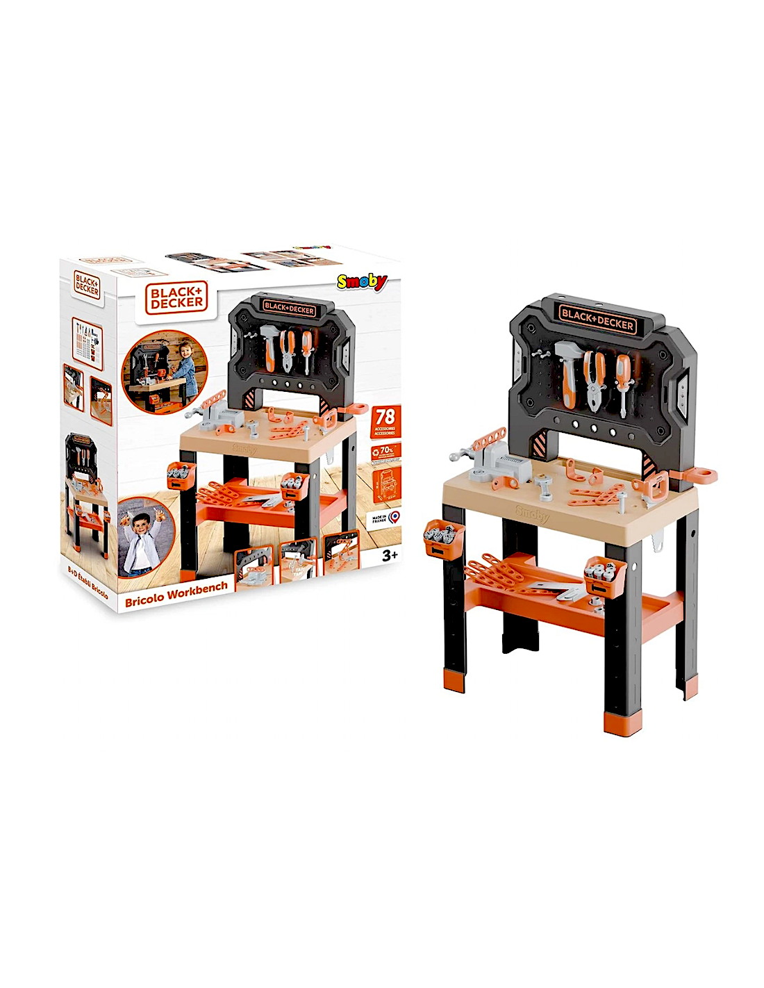 BLACK DECKER  BANCO LAVARO CON ACCESSORI 57X36X88CM, GIOCATTOLO D’ IMITAZIONE