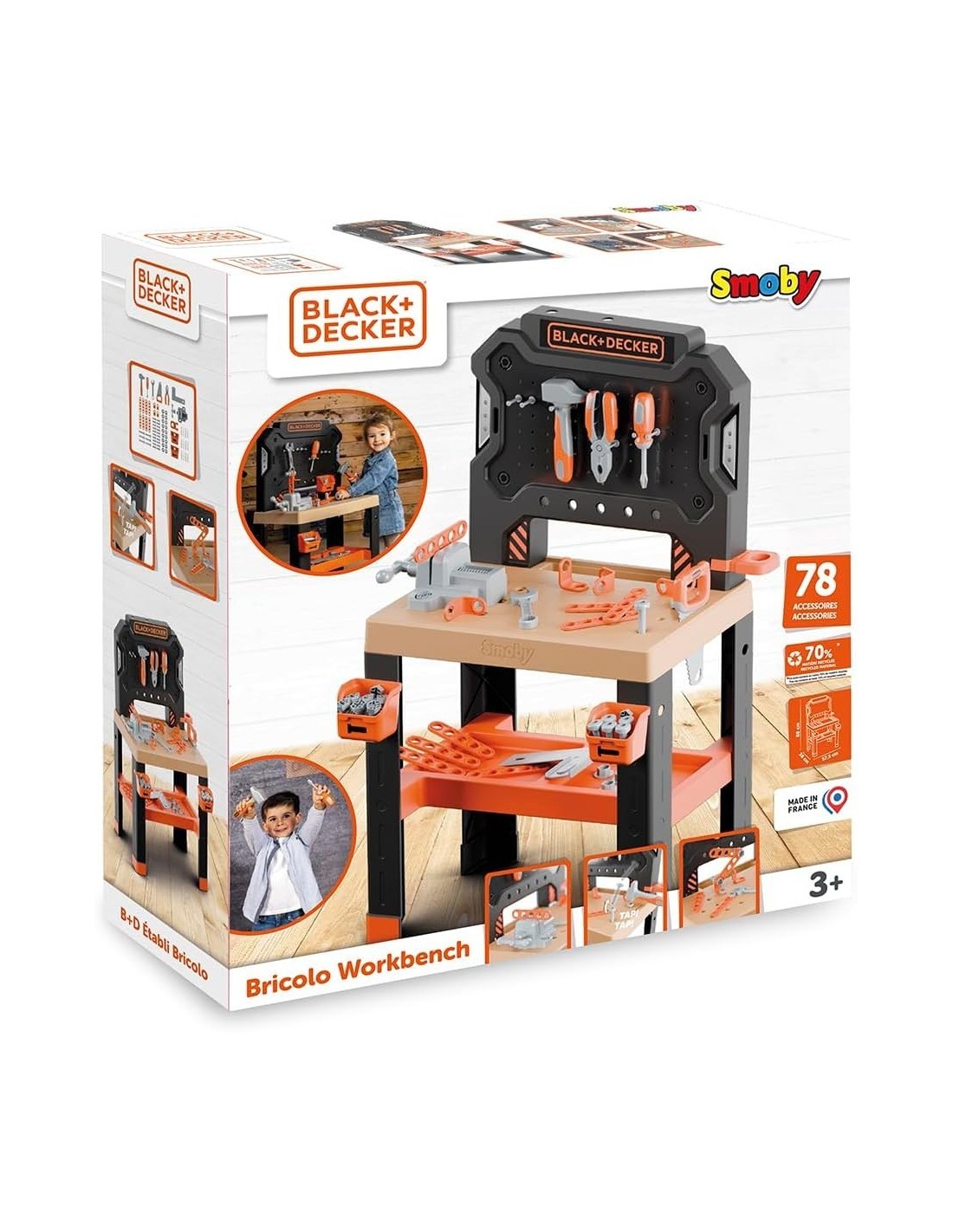 BLACK DECKER  BANCO LAVARO CON ACCESSORI 57X36X88CM, GIOCATTOLO D’ IMITAZIONE