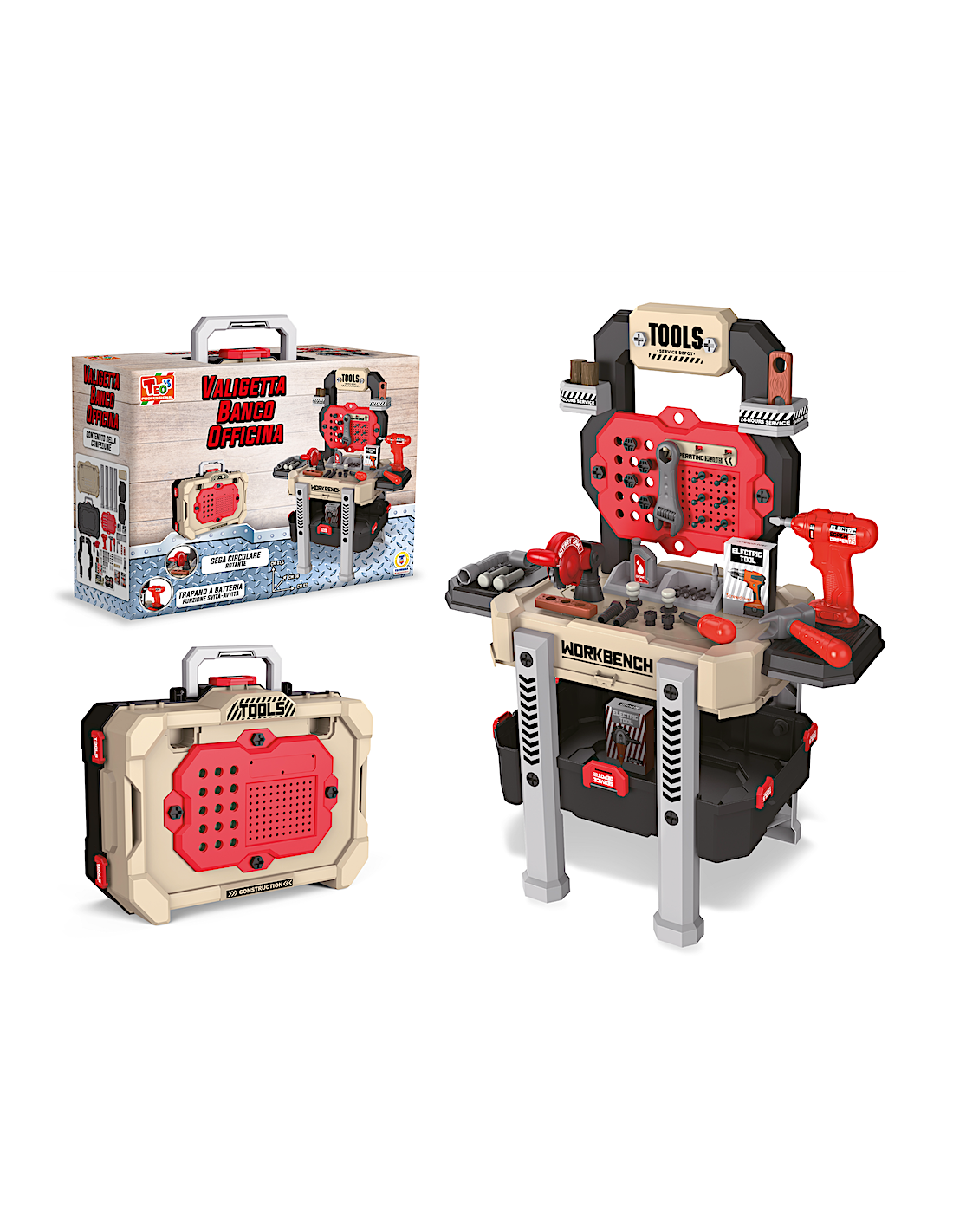 TEO'S - VALIGETTA BANCO OFFICINA 78PZ, GIOCO BAMBINI