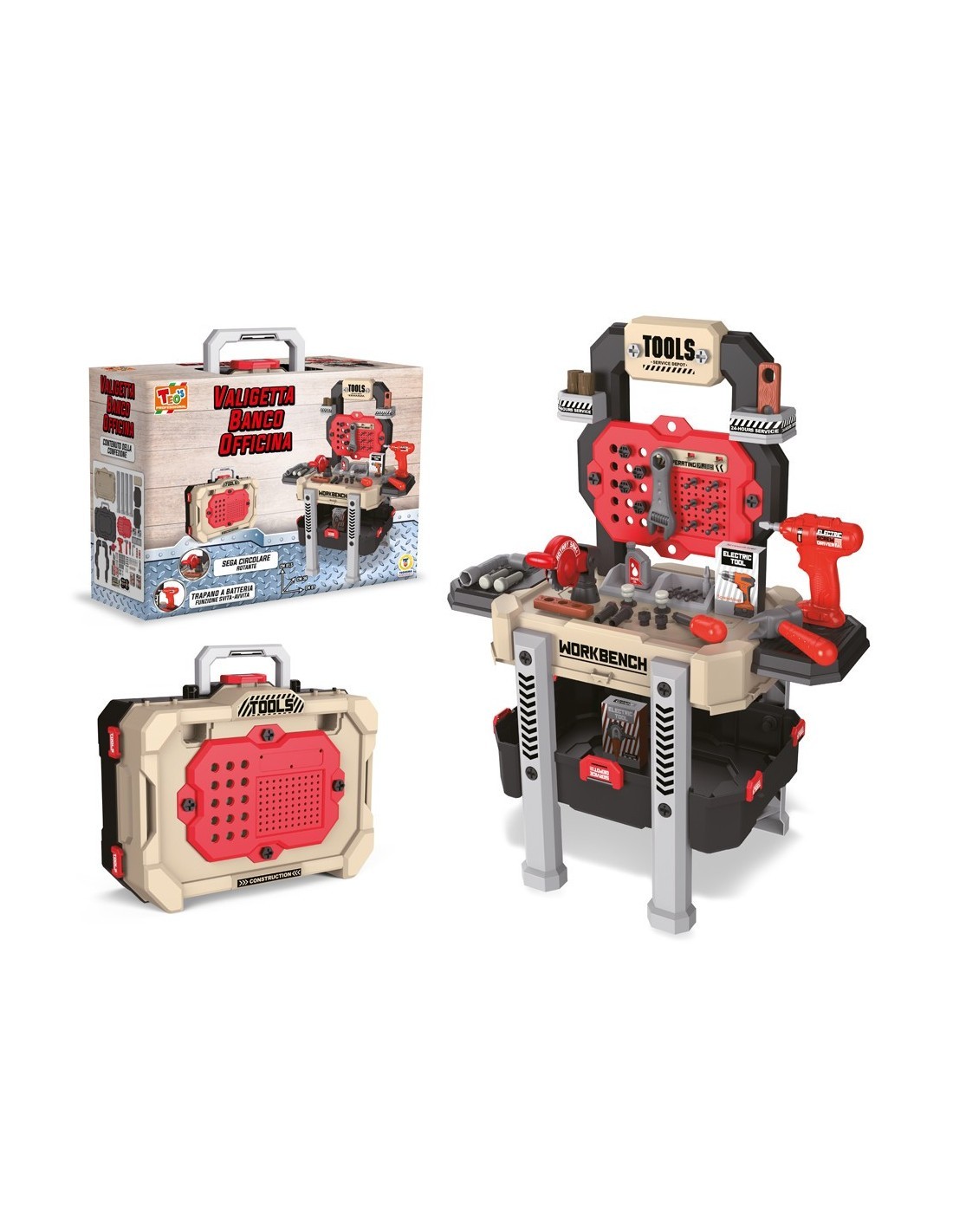 TEO'S - VALIGETTA BANCO OFFICINA 78PZ, GIOCO BAMBINI