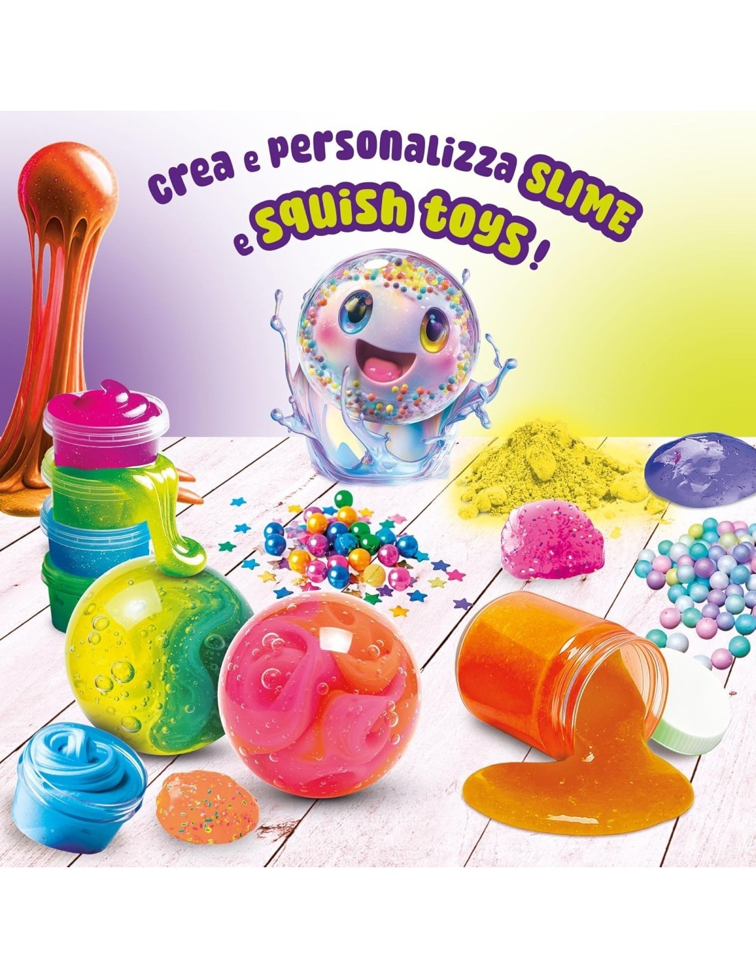 SLUMI SCIENCE SQUISH BALLS, KIT CREATIVO FAI DA TE, PALLINE ANTI-STRESS, SLIME, DECORAZIONI, 27,5X27,5X7 CM