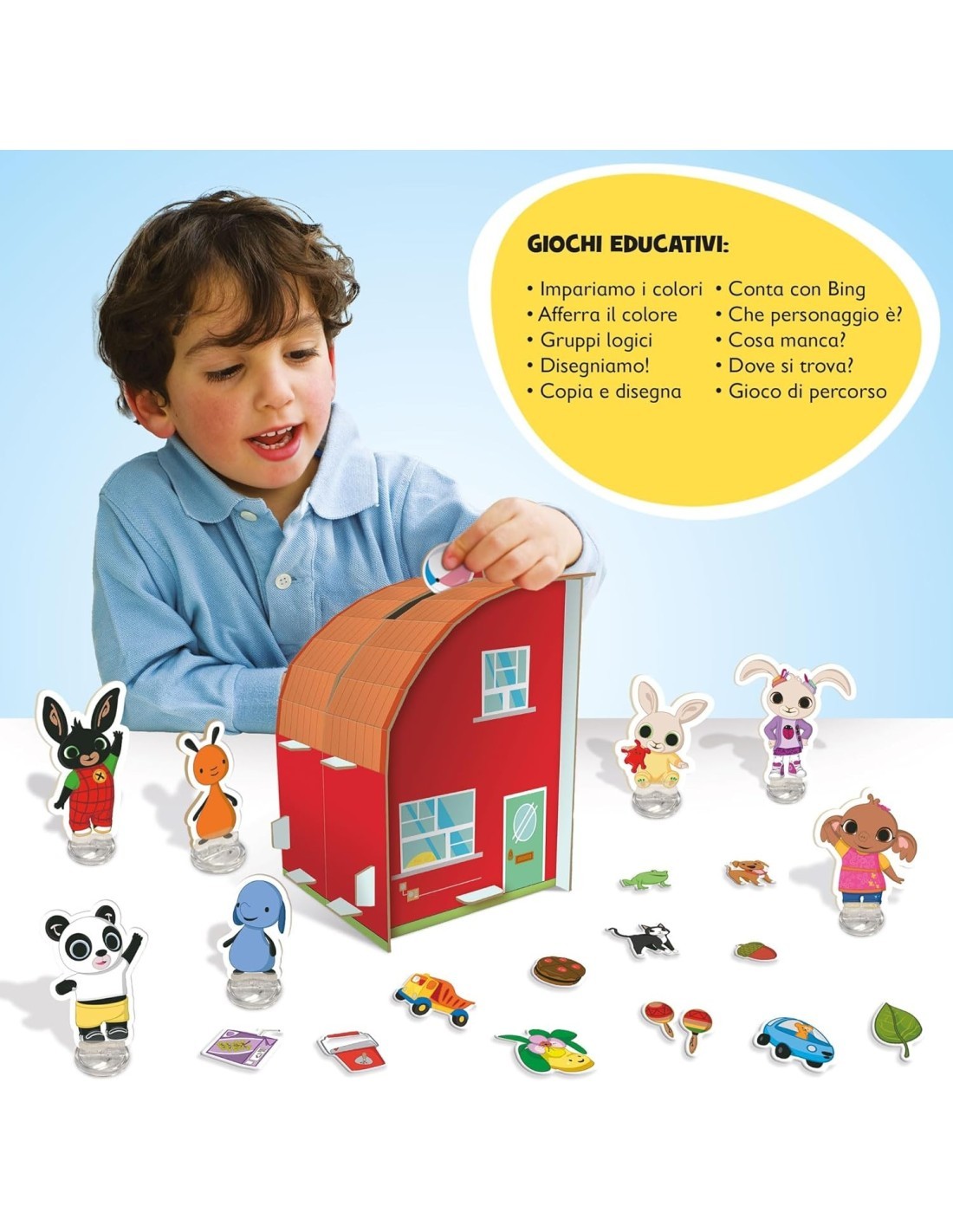 BING, CASETTA DEI GIOCHI EDUCATIVI, INTERATTIVA, MUSICALE, LUMINOSA, 30X25X20 CM, GIOCO PER BAMBINI