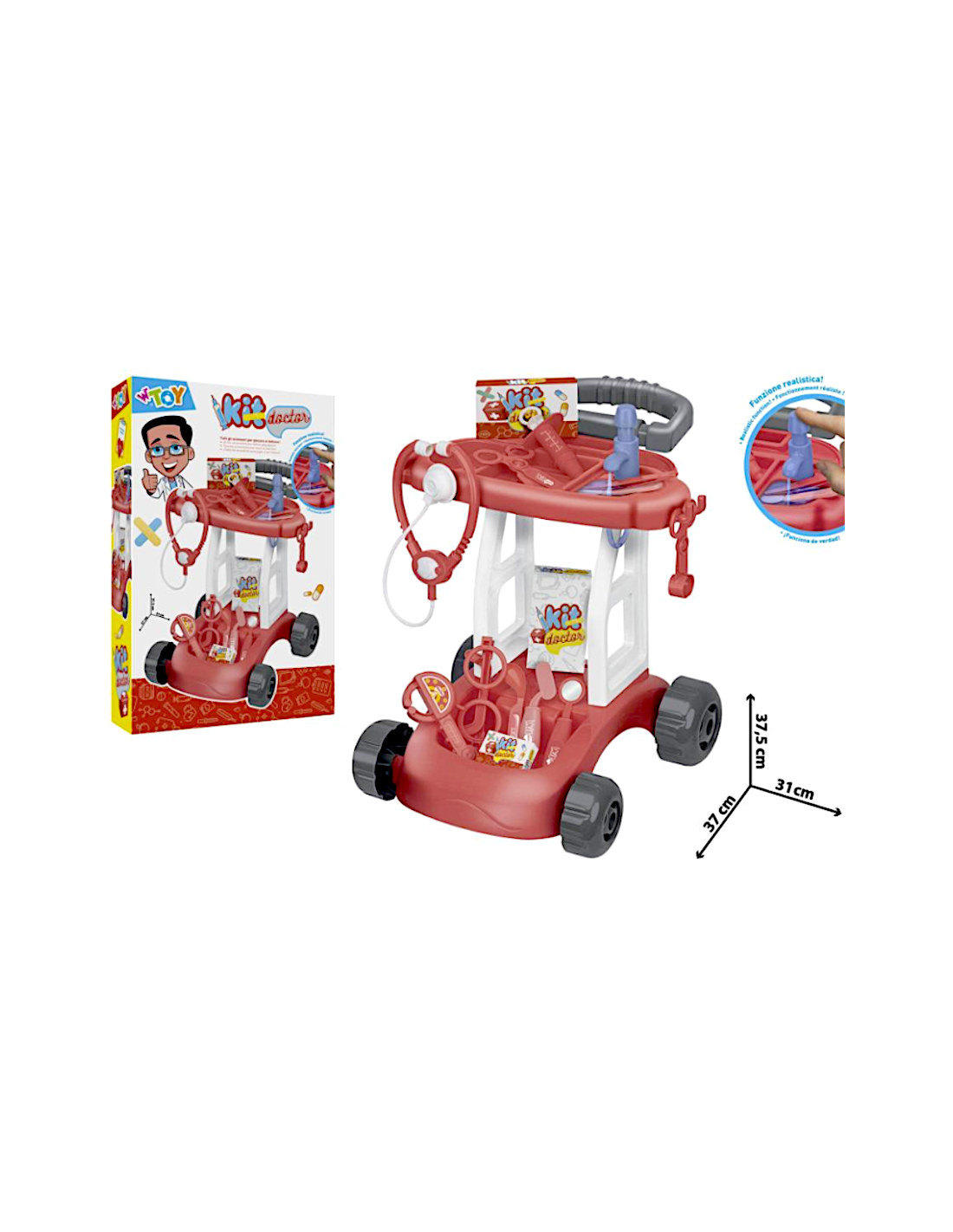 CARRELLO DOTTORE CON 14 ACCESSORI, GIOCO BAMBINI