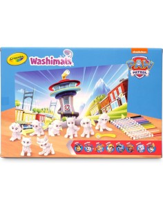 WASHIMALS PAW PATROL SUPER SET, SUPER SET ATTIVITÀ CON 8 CUCCIOLI, 12 PENNARELLI LAVABILI, SPAZZOLINA E SFONDO COLORABILE 2