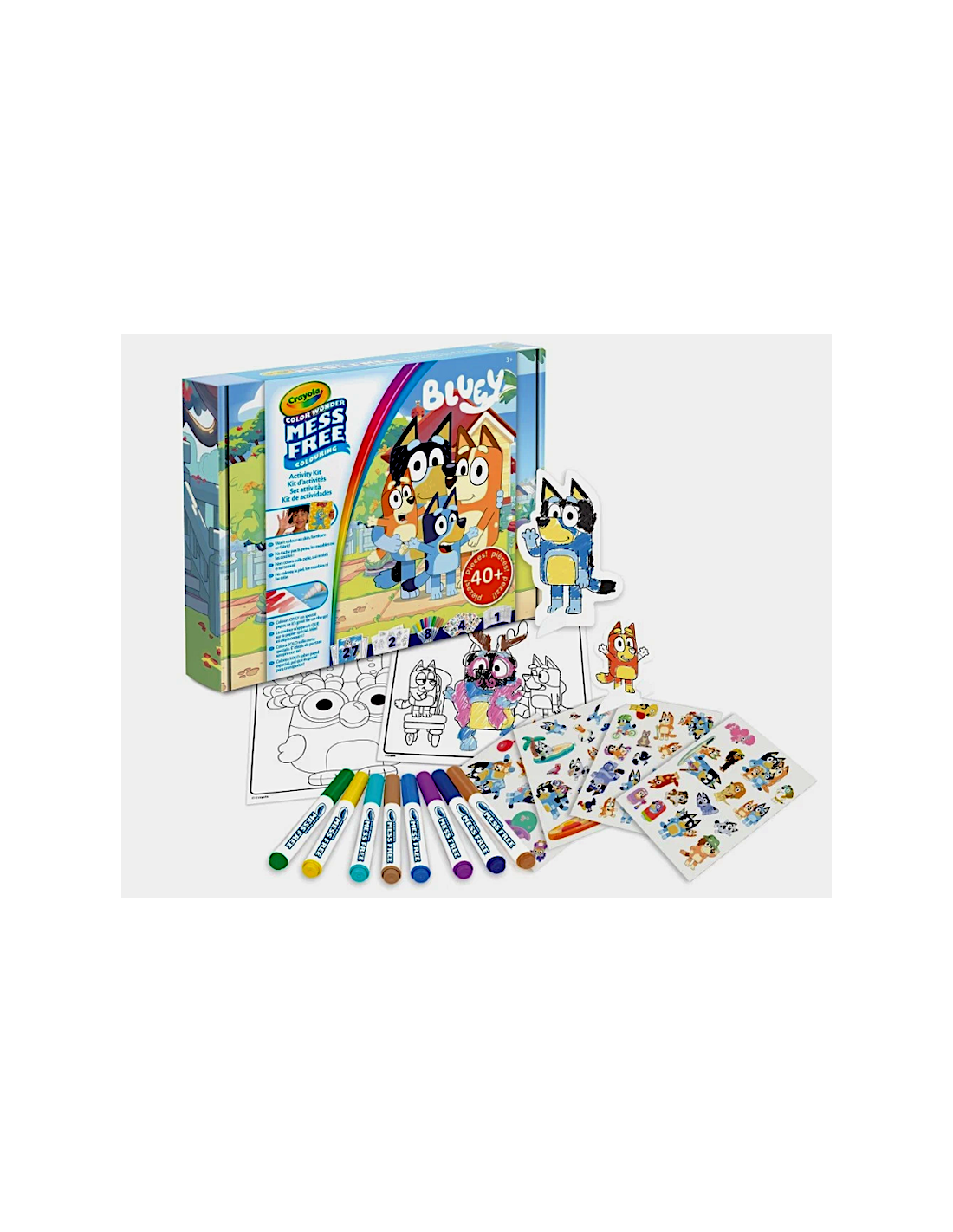 CRAYOLA COLOR WONDER, ACTIVITY SET 40+ PEZZI, BLUEY, PENNARELLI SENZA MACCHIA, ADESIVI E PERSONAGGI POP-UP