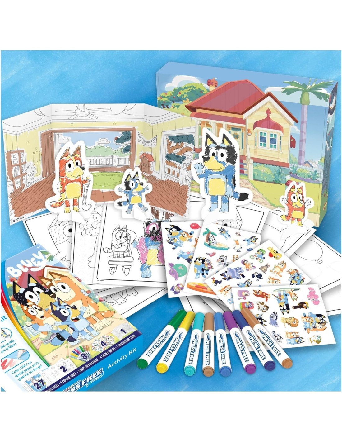 CRAYOLA COLOR WONDER, ACTIVITY SET 40+ PEZZI, BLUEY, PENNARELLI SENZA MACCHIA, ADESIVI E PERSONAGGI POP-UP
