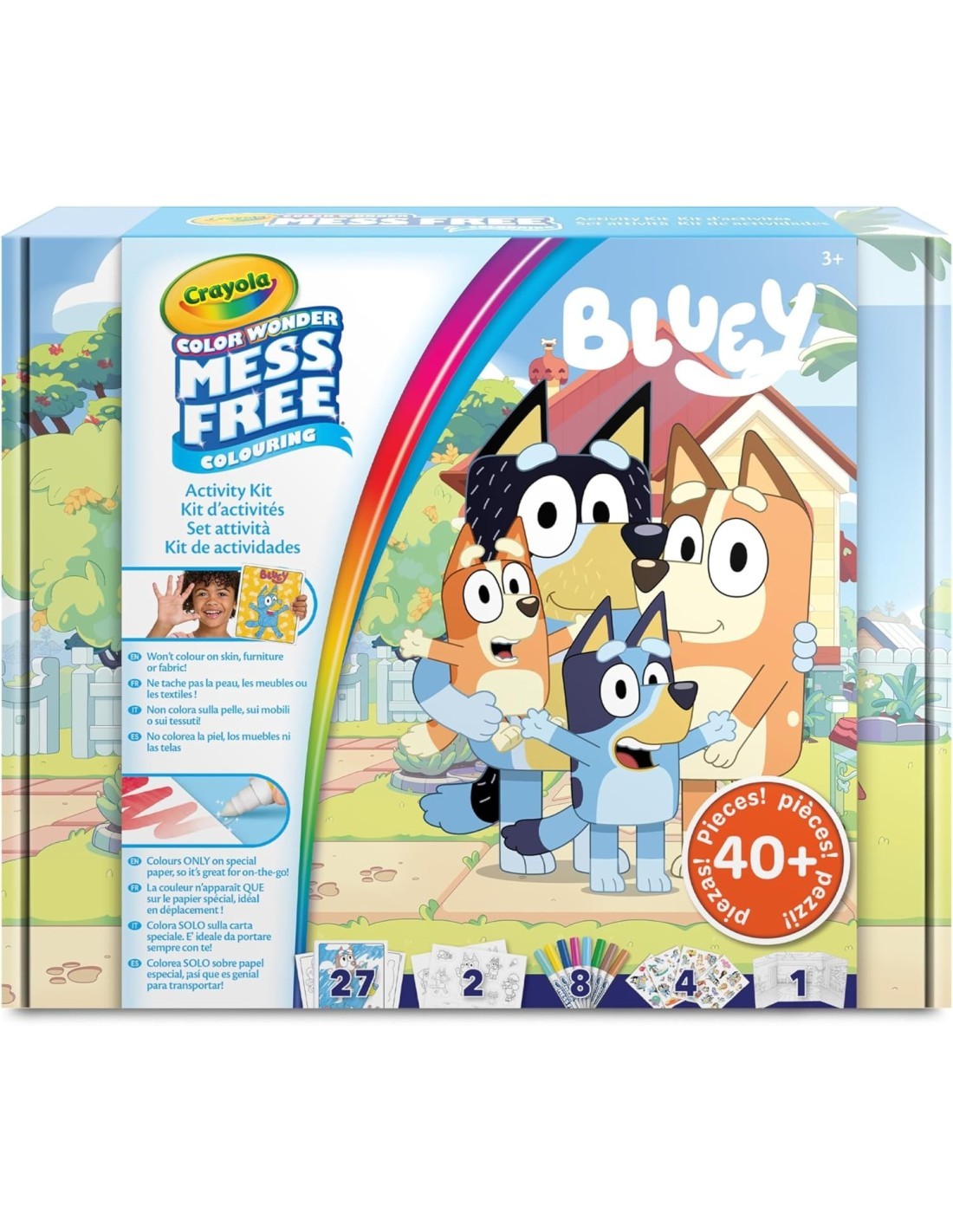 CRAYOLA COLOR WONDER, ACTIVITY SET 40+ PEZZI, BLUEY, PENNARELLI SENZA MACCHIA, ADESIVI E PERSONAGGI POP-UP