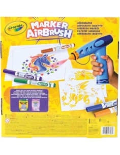 CRAYOLA Marker Airbrush – Aerografo Creativo per Bambini con 8 Pennarelli Lavabili e 5 Stencil – Giocattolo Educativo 2