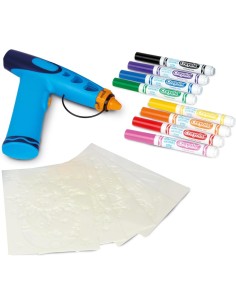 CRAYOLA Marker Airbrush – Aerografo Creativo per Bambini con 8 Pennarelli Lavabili e 5 Stencil – Giocattolo Educativo