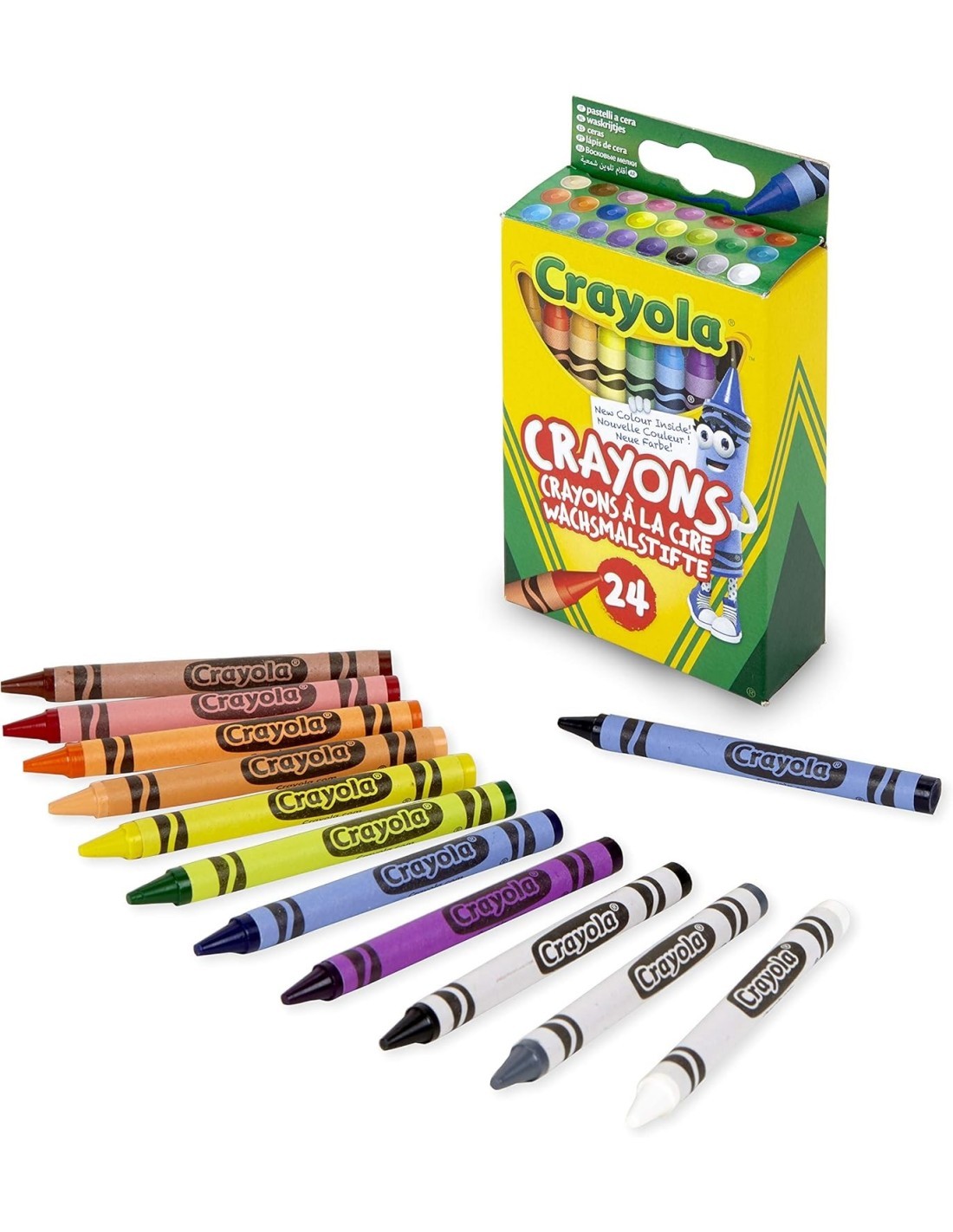 CRAYOLA, 24 PASTELLI A CERA, CRAYON, CONFEZIONE DA 24 PEZZI, 24 COLORI ASSORTITI, SCUOLA, TEMPO LIBERO