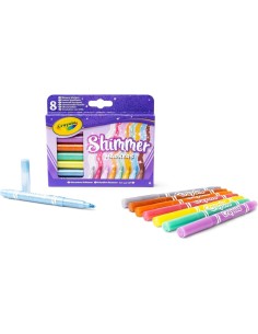 CRAYOLA, PENNARELLI SCINTILLANTI, SET 8 COLORI BRILLANTI, BAMBINI 3 ANNI+, ARTE, CREATIVITÀ