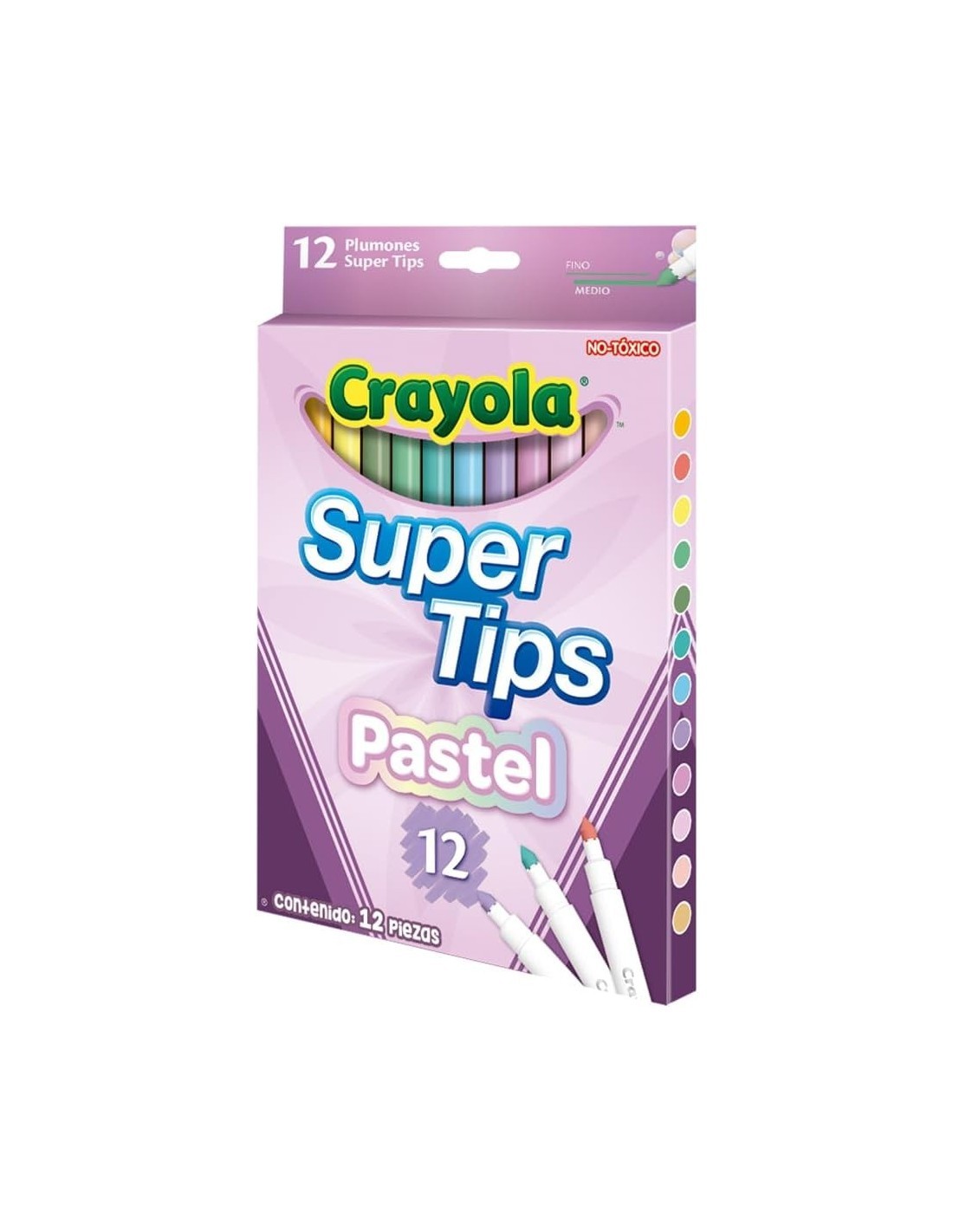 CRAYOLA, SUPERTIPS, PENNARELLI LAVABILI, PUNTA MEDIA, 12 PEZZI, COLORI PASTELLATI, PASTEL, SCUOLA, TEMPO LIBERO