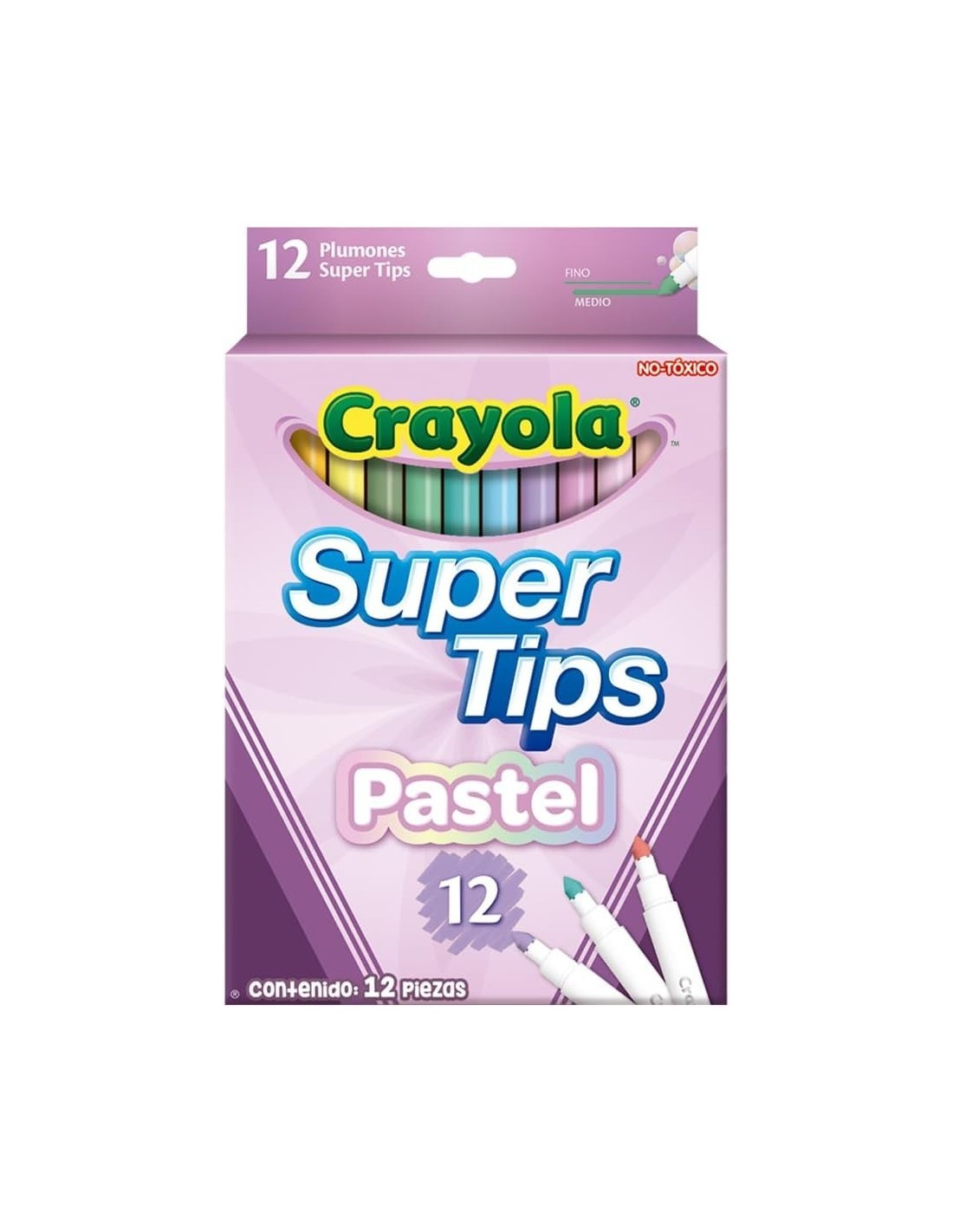CRAYOLA, SUPERTIPS, PENNARELLI LAVABILI, PUNTA MEDIA, 12 PEZZI, COLORI PASTELLATI, PASTEL, SCUOLA, TEMPO LIBERO