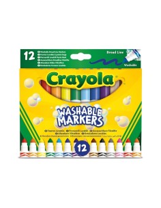 12 PENNARELLI LAVABILI, PUNTA MAXI, FIBRA SUPER-RESISTENTE, 12 COLORI ASSORTITI, SCUOLA, TEMPO LIBERO, BAMBINI 3+