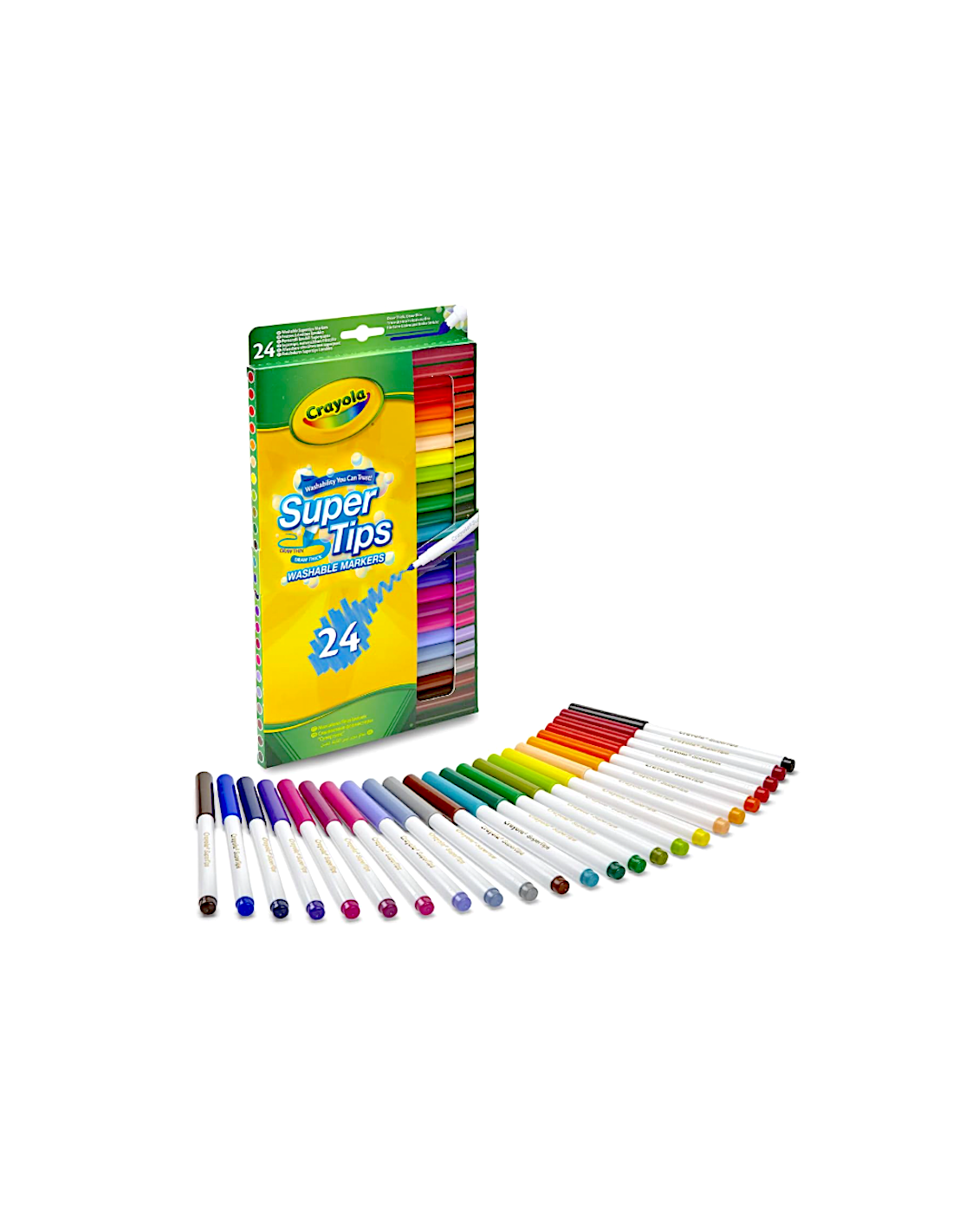 CRAYOLA, SUPERTIPS, PENNARELLI LAVABILI, PUNTA MEDIA, 24 PEZZI, COLORI ASSORTITI, SCUOLA, TEMPO LIBERO