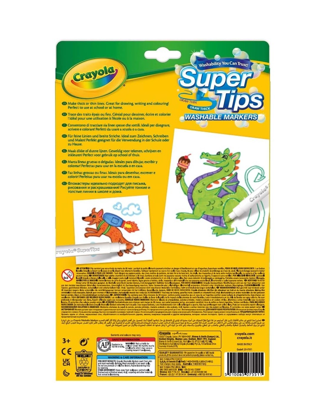 CRAYOLA, SUPERTIPS, PENNARELLI LAVABILI, PUNTA MEDIA, 24 PEZZI, COLORI ASSORTITI, SCUOLA, TEMPO LIBERO