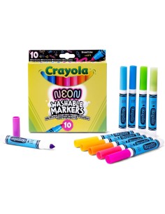 CRAYOLA, PENNARELLI NEON, SET 10 COLORI BRILLANTI, BAMBINI 3 ANNI+, ARTE, CREATIVITÀ