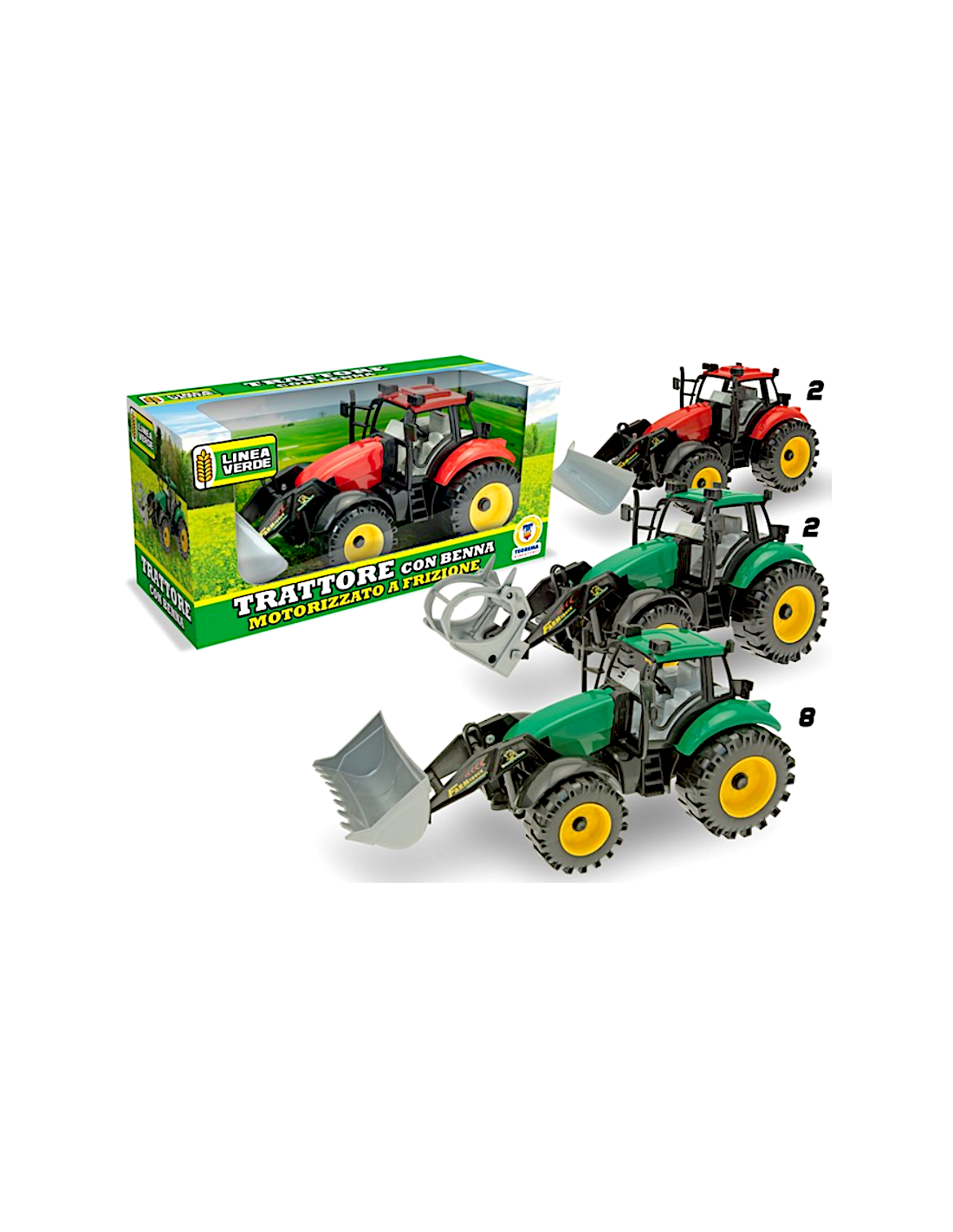 LINEA VERDE TRATTORE GIOCATTOLO A FRIZIONE CON BENNA ASSORTITO