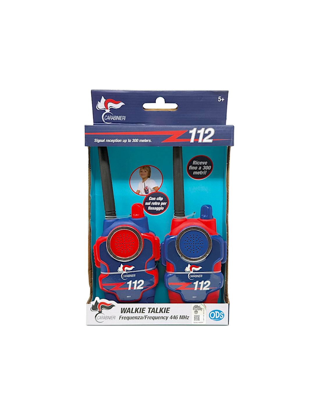 COPPIA WALKIE-TALKIE  A GIOCATTOLO CARABINIERI, RICEZIONE 300 M, GIOCO RADIO, ETÀ 5+, COMUNICAZIONE A DISTANZA