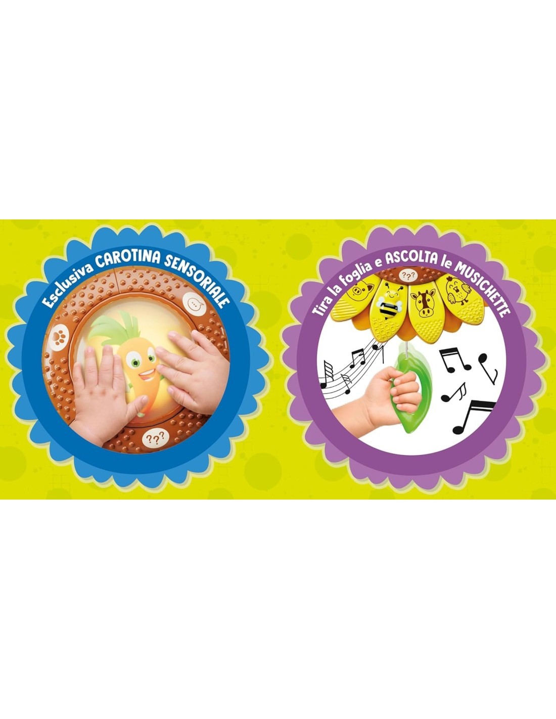 CAROTINA GIRASOLE EDUCATIVO, GIOCO ELETTRONICO, SENSORIALE, ANIMALI DELLA FATTORIA, 3-6 ANNI