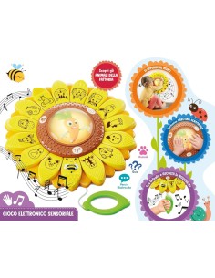 CAROTINA GIRASOLE EDUCATIVO, GIOCO ELETTRONICO, SENSORIALE, ANIMALI DELLA FATTORIA, 3-6 ANNI