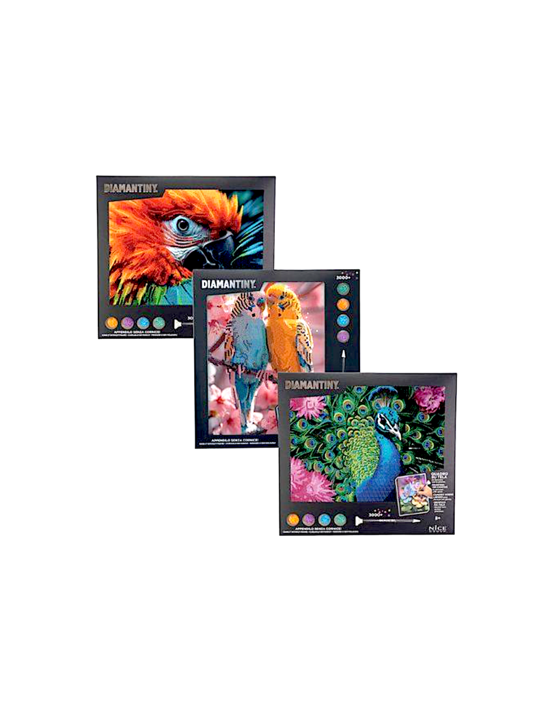 Diamantiny Quadro Animals Ara – Kit Crystal Art con Gemme 3D, Assortito
