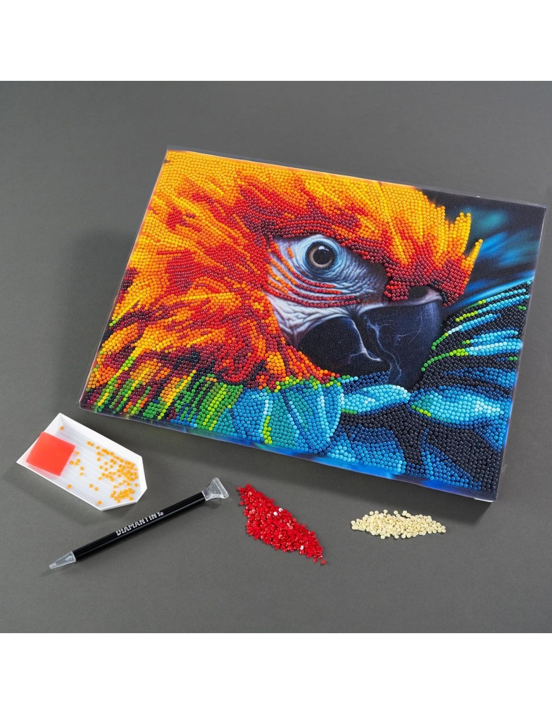 Diamantiny Quadro Animals Ara – Kit Crystal Art con Gemme 3D, Assortito