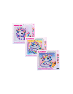 Diamantiny Kawaii Unicorn Quadretto 4 – Kit Crystal Art Baby Gattino Unicorno, Assortito