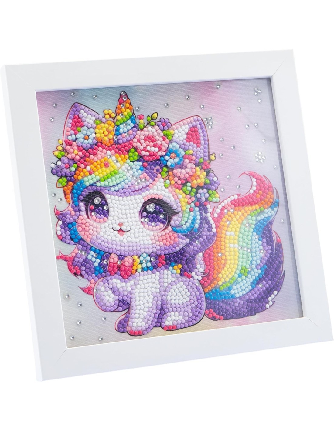 Diamantiny Kawaii Unicorn Quadretto 4 – Kit Crystal Art Baby Gattino Unicorno, Assortito