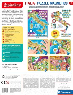 CLEMENTONI SAPIENTINO  ITALIA PUZZLE MAGNETICO, GIOCO EDUCATIVO, PER BAMBINI