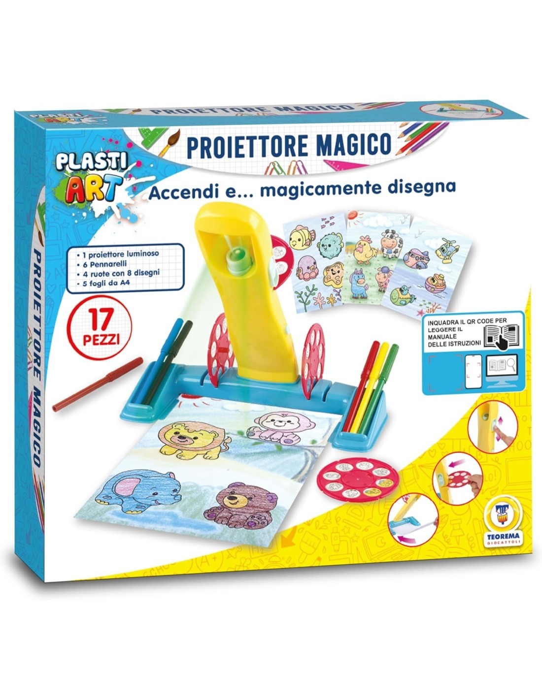 PLASTIART - PROIETTORE MAGICO PER DISEGNARE, CON ACCESSORI INCLUSI