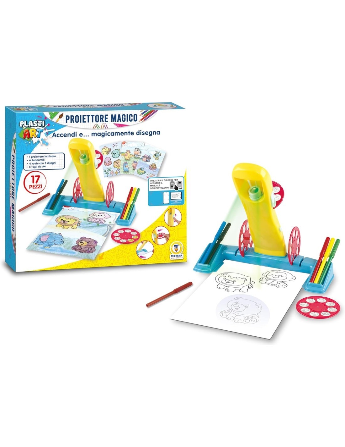PLASTIART - PROIETTORE MAGICO PER DISEGNARE, CON ACCESSORI INCLUSI