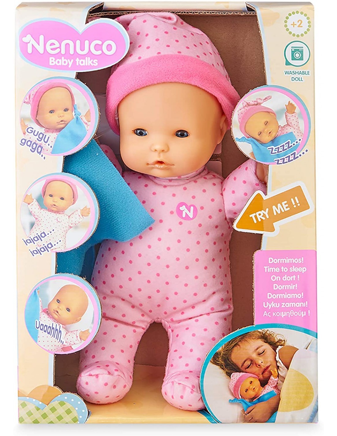 Nenuco Dormiamo Bambola, Suoni per Bambini, Corpo Morbido 25 cm, Occhi che Si Chiudono, Coperta Inclusa, Per Bambini 1 Anno