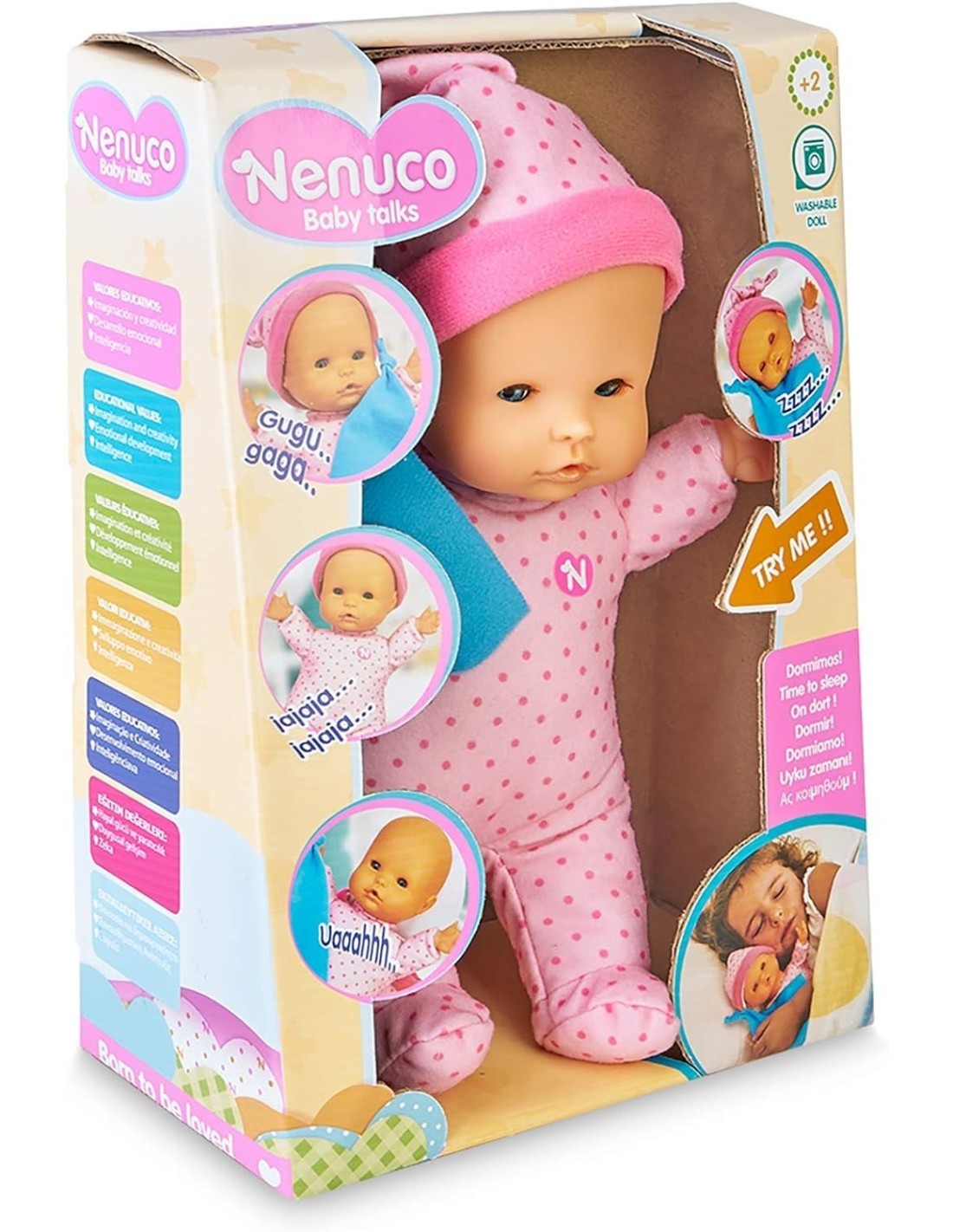 Nenuco Dormiamo Bambola, Suoni per Bambini, Corpo Morbido 25 cm, Occhi che Si Chiudono, Coperta Inclusa, Per Bambini 1 Anno