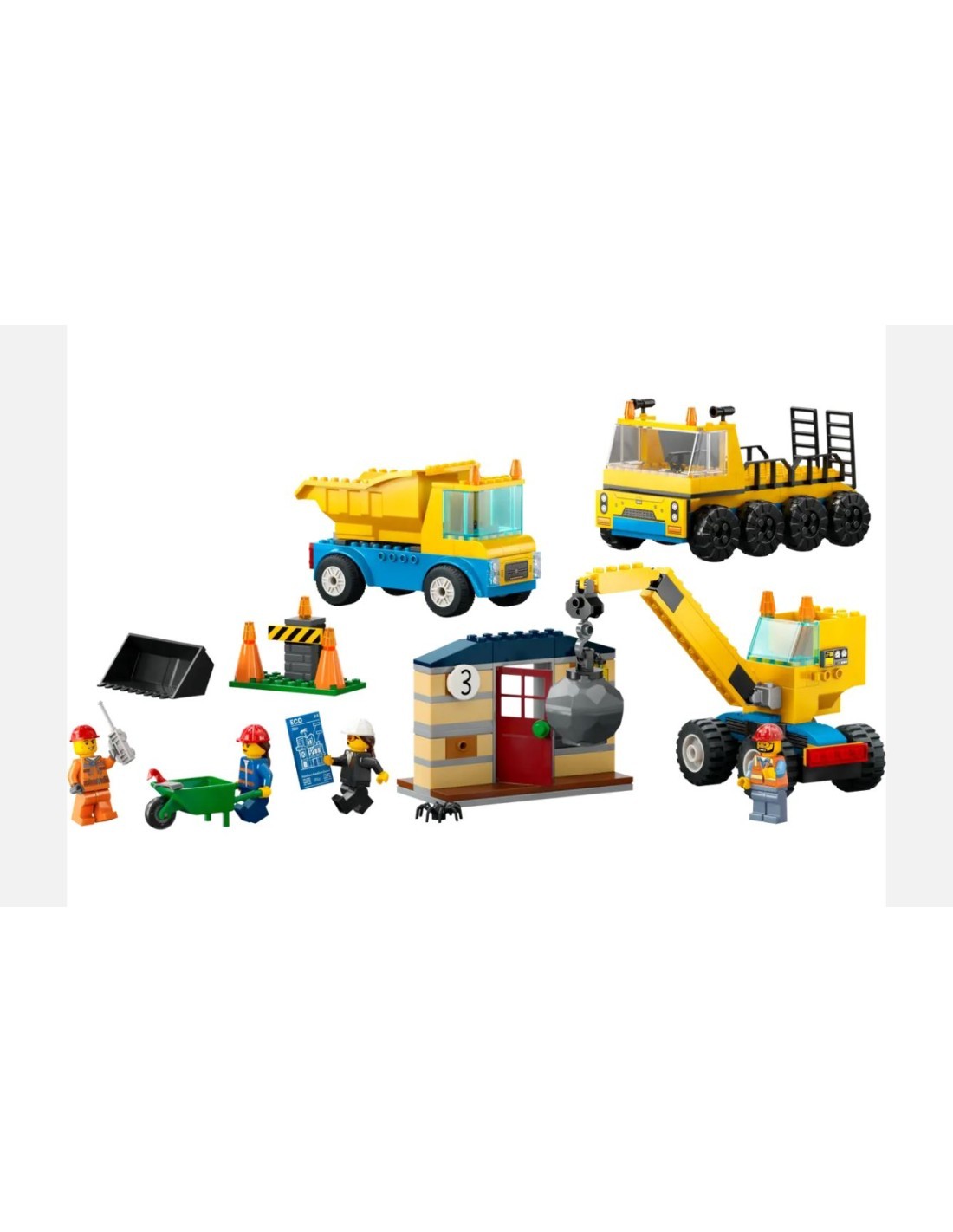 CITY 60391 CAMION DA CANTIERE E GRU CON PALLA DA DEMOLIZIONE su Tre...