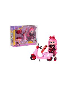 BFF by Cry Babies Lady, playset bambola, scooter con 10 accessori, outfit trendy, giocattolo per bambini +3 anni