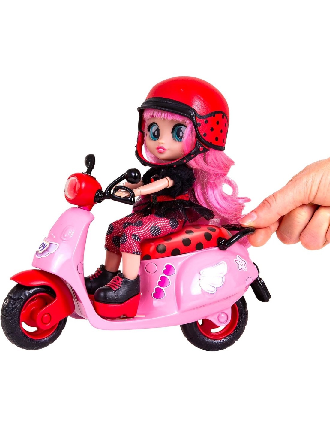 BFF by Cry Babies Lady, playset bambola, scooter con 10 accessori, outfit trendy, giocattolo per bambini +3 anni